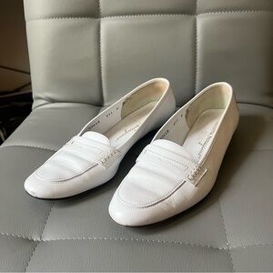 White Ferragamo Loafers